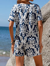 EMERY ROSE Women's Batwing Sleeve Shirt And Shorts Printed Casual Set Summer Short Women Sets Two Piece Short Set